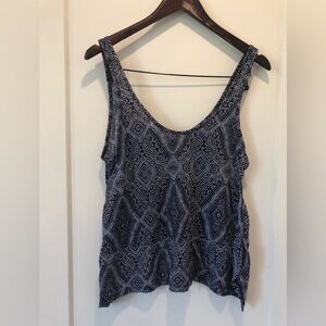 H&M peplum patterned blue tank top